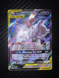 Pokemon Mewtwo and Mew GX Holo TCG Sun & Moon Promo Card #SM191 - Image 1