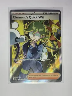 Pokemon TCG Trainer Card Clemont's Quick Wit Rare Holo, 229/191, Surging Sparks - Image 1