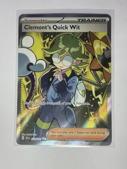Pokemon TCG Trainer Card Clemont's Quick Wit Rare Holo, 229/191, Surging Sparks - Image 4