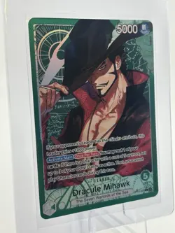 Bandai Dracule Mihawk Leader One Piece Card Game OP14-020 alt art - Image 1