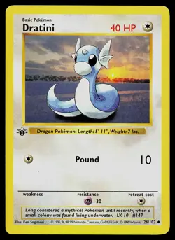 Pokemon Card - Dratini 1st Edition Base Set Shadowless 26/102 - Image 1