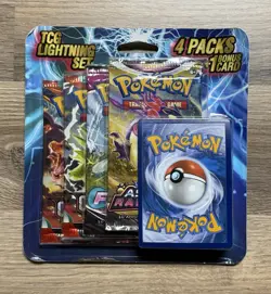 Pokemon TCG Lightning Set 4 Packs Extra + 1 Bonus Card! - Image 1
