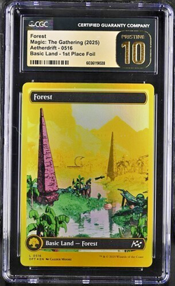 MTG Magic The Gathering Forest Aetherdrift CGC PRISTINE 10 1ST PLACE FOIL - Image 1