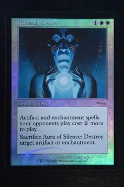Magic The Gathering MTG AURA OF SILENCE FOIL Friday Night Magic LP Played - Image 1