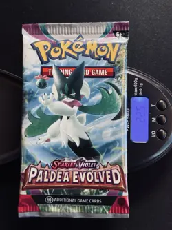 22.5g HEAVY Pokemon Scarlet & Violet Paldea Evolved Booster Pack SEALED Meow - Image 1