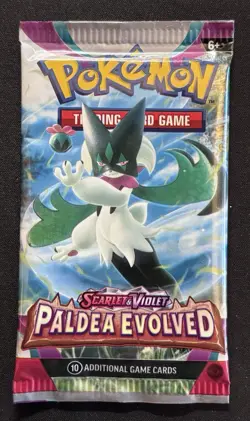 22.5g HEAVY Pokemon Scarlet & Violet Paldea Evolved Booster Pack SEALED Meow - Image 3