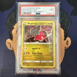 PSA 9 MINT 2023 Pokemon Crown Zenith REGIDRAGO #124 Holo Evolving Skies - Image 2