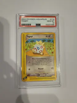 PSA GEM MINT 10 Pokemon Togepi 114/147 2003 Aquapolis - Image 1