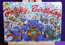 POKEMON POCKET MONSTERS VENDING PRISM STICKER 353 HAPPY BIRTHDAY BLASTOISE - Image 1