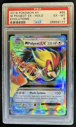 2016 Pokemon XY Evolutions Mega Pidgeot EX Holo #65/108 PSA 6 - Image 1