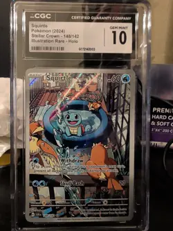 Pokemon Squirtle TCG Illustration Card 148/142 Stellar Crown CGC 10 English - Image 1