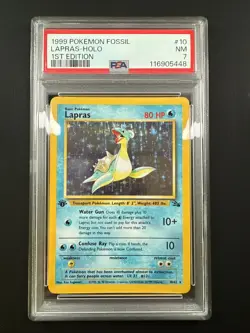 Pokemon Fossil Lapras 1st Edition Holo Rare 10/62 PSA 7 - Image 1