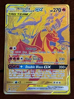Pokemon Sun & Moon Reshiram & Charizard GX SM247 Promo Full Art Holo - Image 1