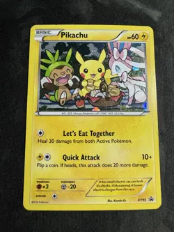 2016 Pokemon Pikachu XY95 Black Star Promo Holo Lets Eat Together MP - Image 1