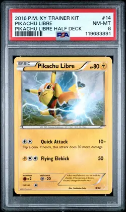 2016 POKEMON XY TRAINER KIT PIKACHU LIBRE HALF DECK #14 PIKACHU LIBRE PSA 8 - Image 1