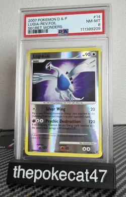 Pokemon Lugia 14/132 D&P Secret Wonders Reverse Holo Rare - PSA 8 NM - MT - Image 1