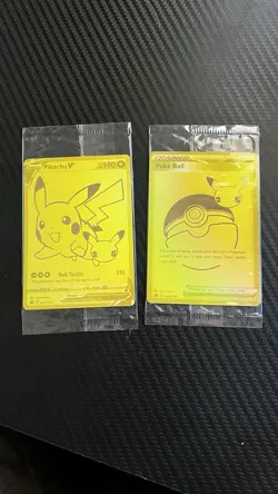 Pokemon Celebrations Pikachu V & PokeBall Gold Promos SWSH145 SWSH146 - Sealed - Image 1