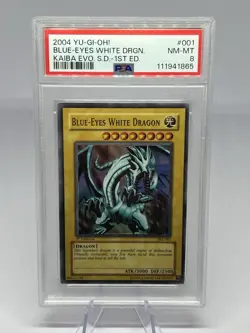 PSA 8 Blue-Eyes White Dragon SKE-001 1st Edition Holo Yugioh Kaiba Evolution - Image 1