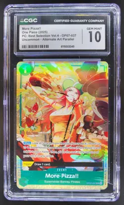 2025 One Piece Best Selection Vol.4 More Pizza!! ALT ART #OP07-037 CGC 10 B TL3 - Image 1