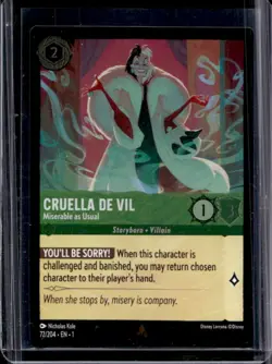 2023 Disney Lorcana Cruella de Vil - Miserable as Usual Foil #72/204 - Image 1