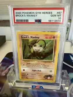 Pokemon TCG Gym Heroes Brock's Mankey Card #67 Psa 10 POP 8! - Image 1
