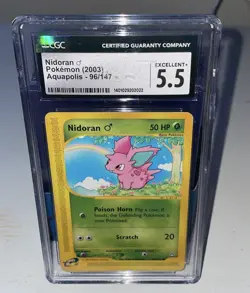 Nidoran 96/147 Common Pokemon Card Aquapolis Set 2003 CGC Graded 5.5 Rare - Image 1