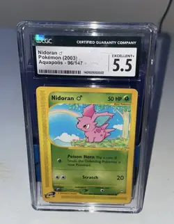 Nidoran 96/147 Common Pokemon Card Aquapolis Set 2003 CGC Graded 5.5 Rare - Image 2