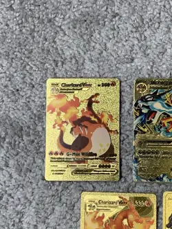 Set of 5 Charizard Gold Foil Fan Art Display Cards - Image 2