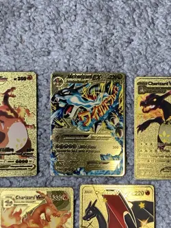 Set of 5 Charizard Gold Foil Fan Art Display Cards - Image 3