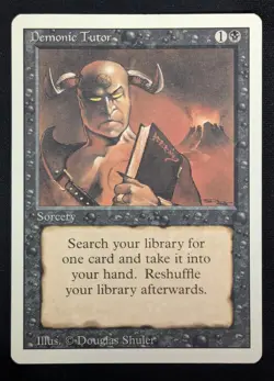 MTG Demonic Tutor- DAMAGED -3rd Edition Magic the Gathering Card #105 - Image 1