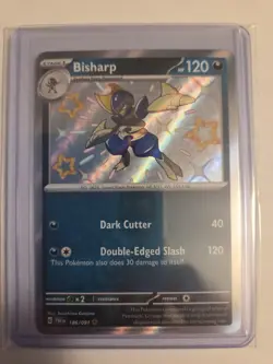 Pokemon TCG Bisharp Scarlet & Violet Holo Shiny Rare Card 186/091 Paldean Fates - Image 1