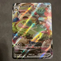 Pokemon TCG Snorlax VMAX Holo Ultra Rare Card Sword & Shield 142/202 damaged. - Image 1