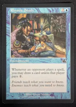 MTG Rhystic Study- DAMAGED -Prophecy Magic the Gathering Card #045 - Image 1