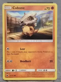 Cubone 52/111 Common Crimson Invasion Sun & Moon Pokemon Card - Image 1