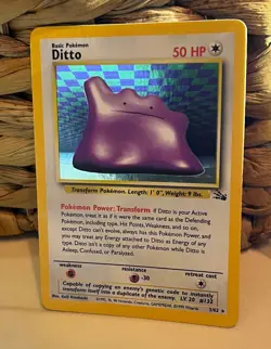 Ditto Pokemon card, Fossil set, holo, never played - Image 4