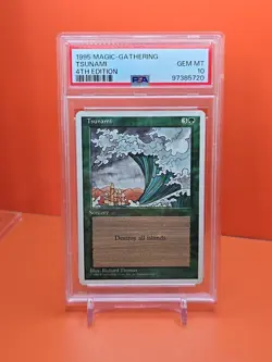 🟢🟢🟢 1995 Magic The Gathering TSUNAMI 4TH EDITION PSA 10 💎MINT POP 1 🟢🟢🟢 - Image 1