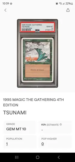 🟢🟢🟢 1995 Magic The Gathering TSUNAMI 4TH EDITION PSA 10 💎MINT POP 1 🟢🟢🟢 - Image 3