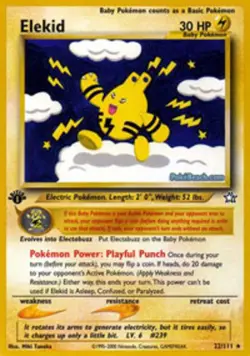 Moderately Played Elekid - 22/111 - Rare - 1st Edition Pokemon Neo Genesis - Image 1