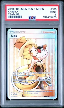 2019 POKEMON SUN & MOON TEAM UP #180 FULL ART/NITA PSA 9 - Image 1