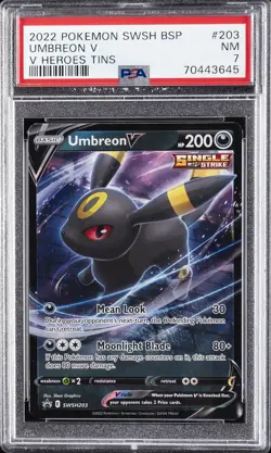 2022 POKEMON SWSH BLACK STAR PROMO V HEROES TINS #203 UMBREON V PSA 7 - Image 1