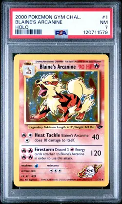 2000 POKEMON GYM CHALLENGE HOLO #1 BLAINE'S ARCANINE PSA 7 - Image 1