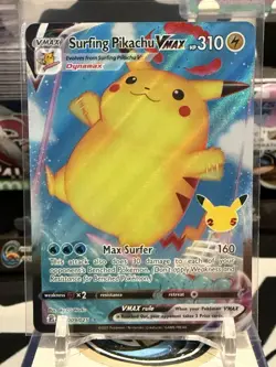 NM-Pokemon-Surfing Pikachu VMAX 009/025 Celebrations Holo NM - Image 1