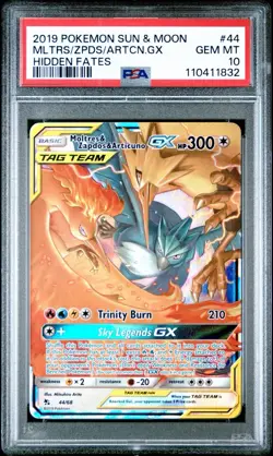 PSA 10 2019 POKEMON SUN & MOON HIDDEN FATES #44 MLTRS/ZPDS/ARTCN.GX HIDDEN FATES - Image 1