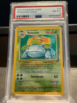 1999 Pokemon Game Base Set Venusaur #15 Holo PSA 8 - Image 1