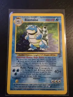Pokemon TCG Blastoise 2/130 Holo Swirl Base Set 2 MP Vintage - Image 1