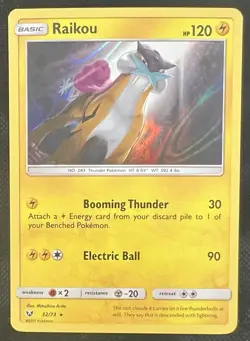2017 Pokemon Raikou Holo 32/73 Shining Legends NM - Image 1