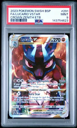 2023 POKEMON SWSH BLACK STAR PROMO #291 FULL ART/LUCARIO VSTAR PSA 9 - Image 1