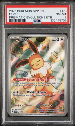 2025 POKEMON SVP EN-SV BLACK STAR PROMO #173 EEVEE PSA 8 - Image 1