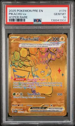 2025 Pokemon Prismatic Evolutions PIKACHU ex Hyper Rare #179 PSA 10 Gem Mint - Image 1