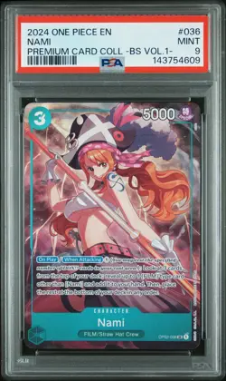 2024 ONE PIECE PREMIUM CARD COLLECTION BEST SELECTION VOL.1- #036 NAMI PSA 9 - Image 1